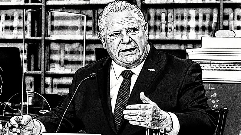 Doug Ford at the State House Library on 16 June 2025. Photograph: Boston Globe/Getty Images