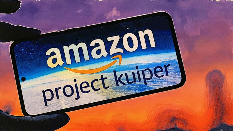 Logo do Projeto Kuiper da Amazon exibido em um telefone móvel (Foto: Reprodução)
