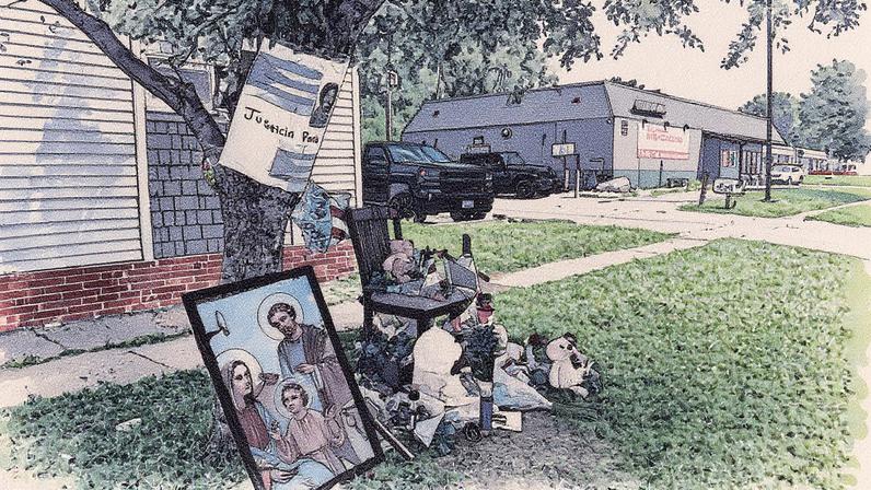 Altar no local onde Feglys Antonio Campos-Arriba faleceu em Denison, Iowa, no dia 21 de agosto (Foto: Reprodução)