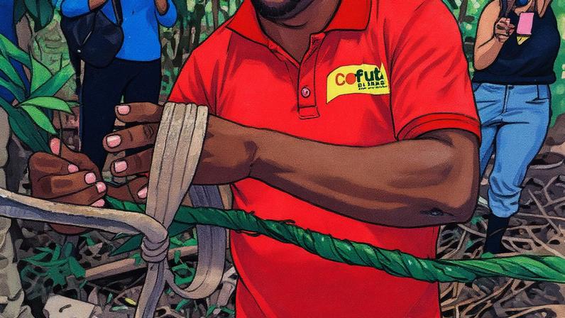 Homem se prepara para subir em um pé de açaí (Foto: Reprodução)