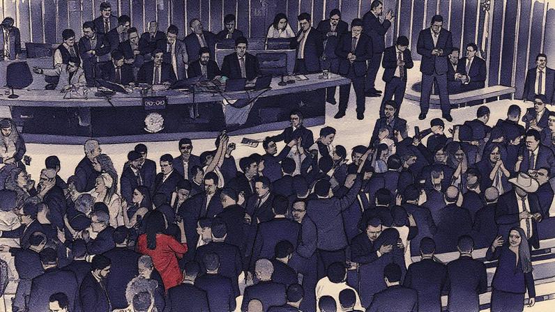 Plenário da Câmara dos Deputados após aprovação da urgência do projeto de anistia (Foto: Reprodução)