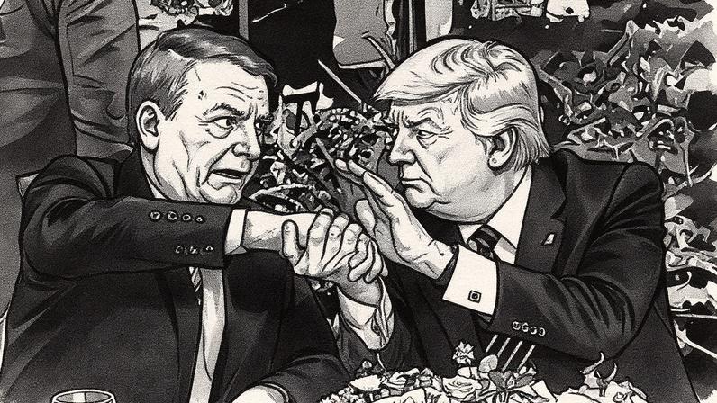 Jair Bolsonaro e Donald Trump, presidentes do Brasil e dos EUA, durante jantar no resort de Mar-a-Lago (Foto: Reprodução)