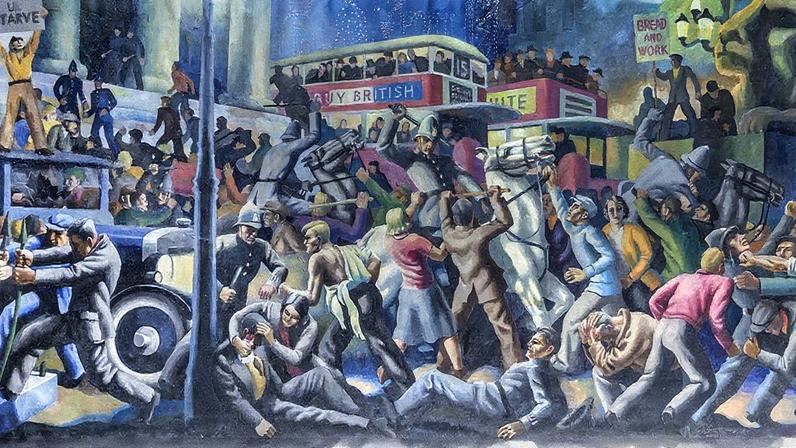 Conflito entre desempregados e forças policiais em uma cena de protesto (Foto: Reprodução)