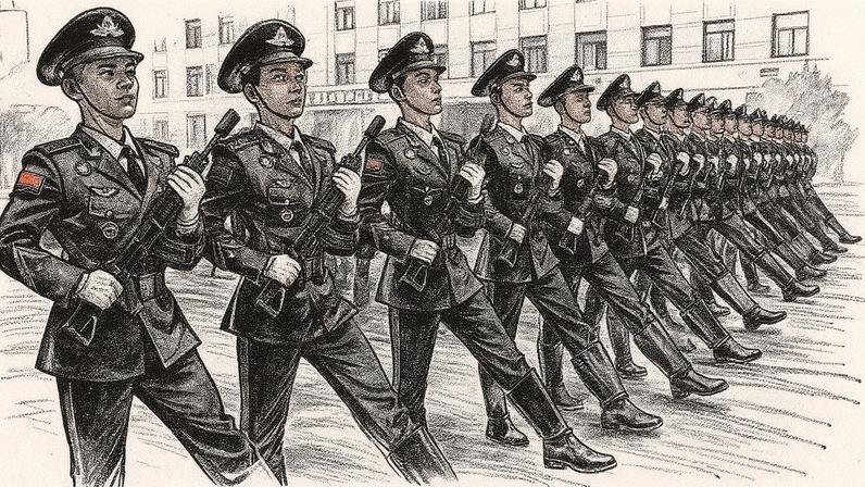 Militares chineses ensaiam para o desfile em Pequim (Foto: Reprodução)