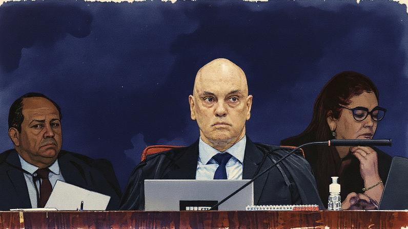 Ministro Alexandre de Moraes, do STF, durante sessão de julgamento (Foto: Reprodução)