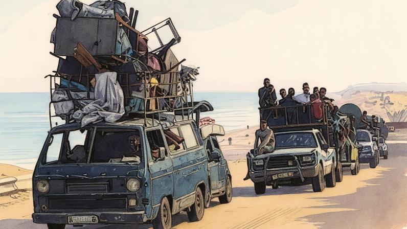 Várias pessoas fogem do norte de Gaza após ordens de desalojo emitidas pelo exército israelense (Foto: Reprodução)