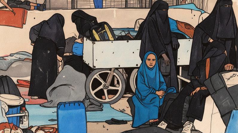 Mulheres iraquianas se preparam para deixar o campo de prisioneiros de al-Hol, na Síria, em um grupo de mais de 800 repatriados (Foto: Reprodução)