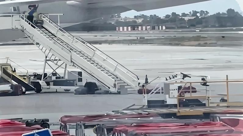 Funcionário é filmado arremessando itens de avião em Madrid (Foto: Reprodução)