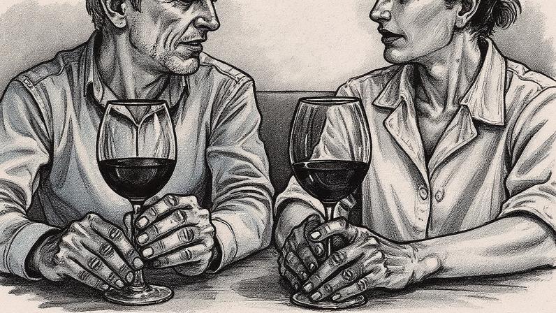 Casal bebe vinho (Foto: Reprodução)