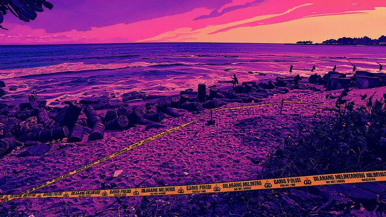 Corpo da espanhola María Matilda Muñoz encontrado na Playa Alberto, na aldea de Senggigi, em Indonésia (Foto: Reprodução)