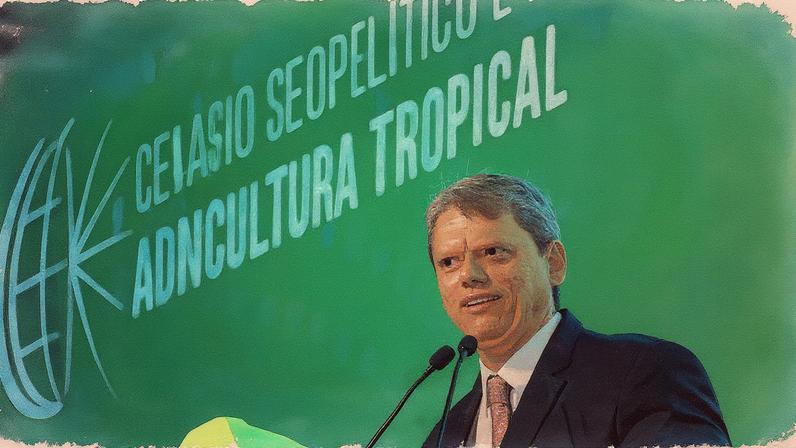 Governador de São Paulo, Tarcísio de Freitas, durante a abertura do Fórum Cenário Geopolítico e a Agricultura Tropical (Foto: Reprodução)