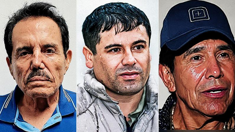 Ismael 'Mayo' Zambada, Joaquin 'El Chapo' Guzman e Rafael Caro Quintero posam juntos em uma imagem (Foto: Reprodução)