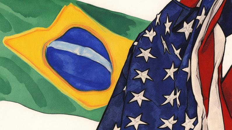 Bandeiras do Brasil e dos Estados Unidos dispostas lado a lado (Foto: Reprodução)