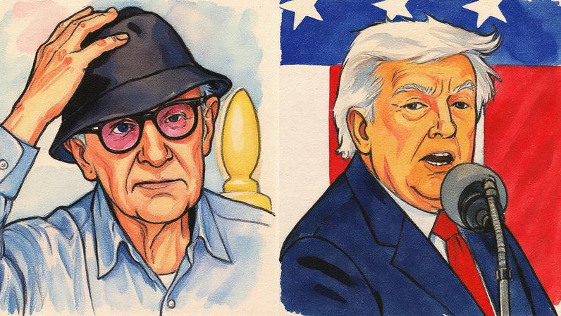 Woody Allen e Donald Trump posam para a foto (Foto: Reprodução)