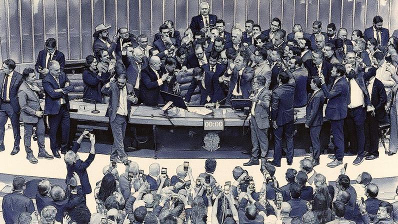 Deputados bolsonaristas fazem motim na Câmara pedindo votação da anistia (Foto: Reprodução)