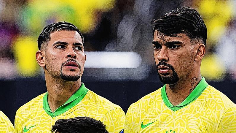 Bruno Guimarães e Lucas Paquetá posam juntos na seleção brasileira (Foto: Reprodução)