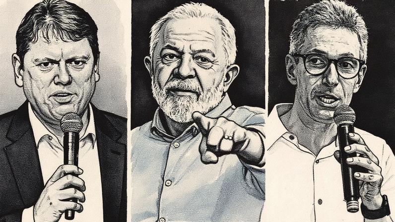 Tarcísio, Lula e Zema posam para a foto em montagem (Foto: Reprodução)