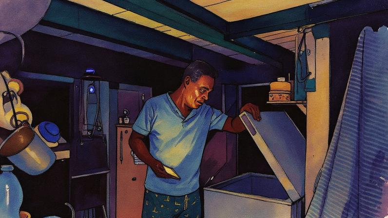 Cidadão em sua cozinha durante um apagão em Havana (Foto: Reprodução)