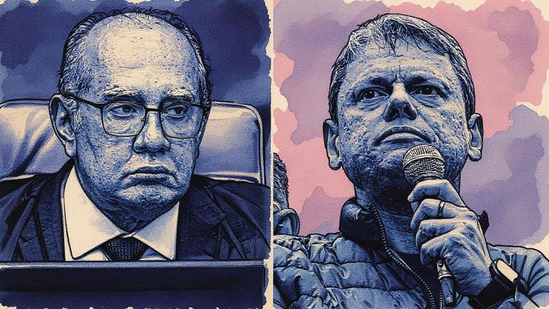 Gilmar Mendes e Tarcísio de Freitas em uma montagem fotográfica (Foto: Reprodução)