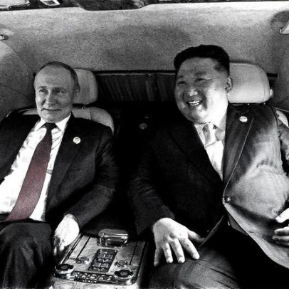 Putin e Kim Jong-un trocam risadas durante passeio de limusine; assista ao vídeo