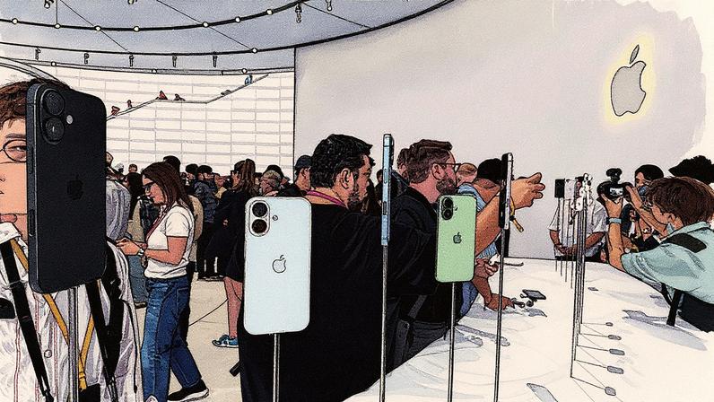 Cores do novo iPhone 17 em exibição na Apple, na Califórnia (Foto: Reprodução)