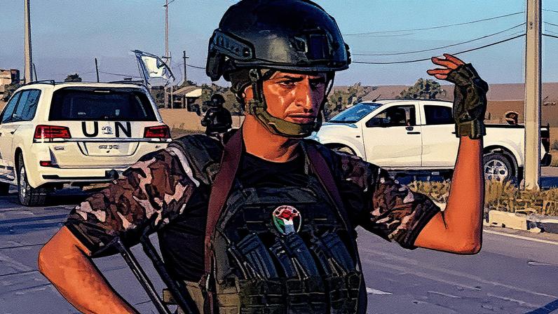The so-called Popular Forces commander Yasser abu Shabab Photograph: Popular Forces/Facebook