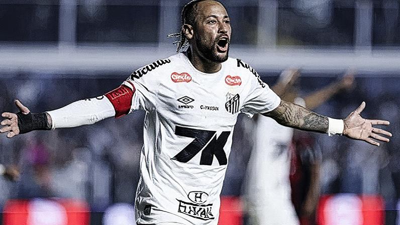 Neymar comemora o gol marcado para o Santos contra o Flamengo (Foto: Reprodução)