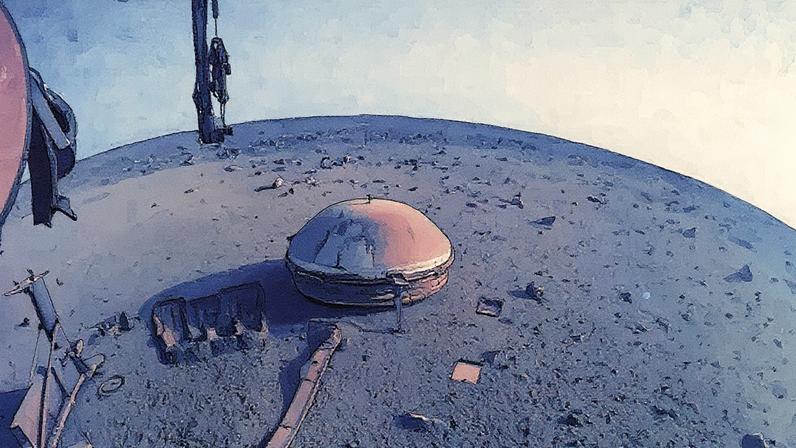 Imagem da superfície de Marte capturada pela sonda Insight da NASA em 19 de dezembro de 2022 (Foto: Reprodução)