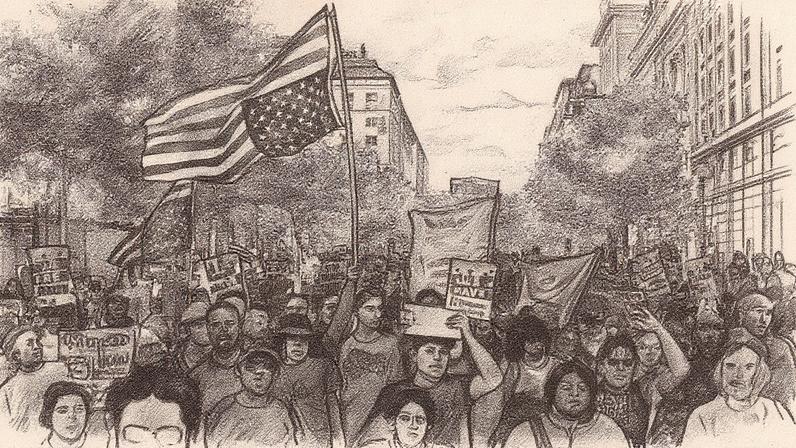Ato em Washington contra o envio de tropas nacionais à capital do país (Foto: Reprodução)