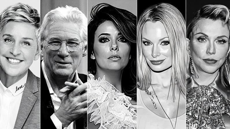 Ellen DeGeneres, Richard Gere, Eva Longoria, Sophie Turner e Courtney Love posam juntas para a foto (Foto: Reprodução)
