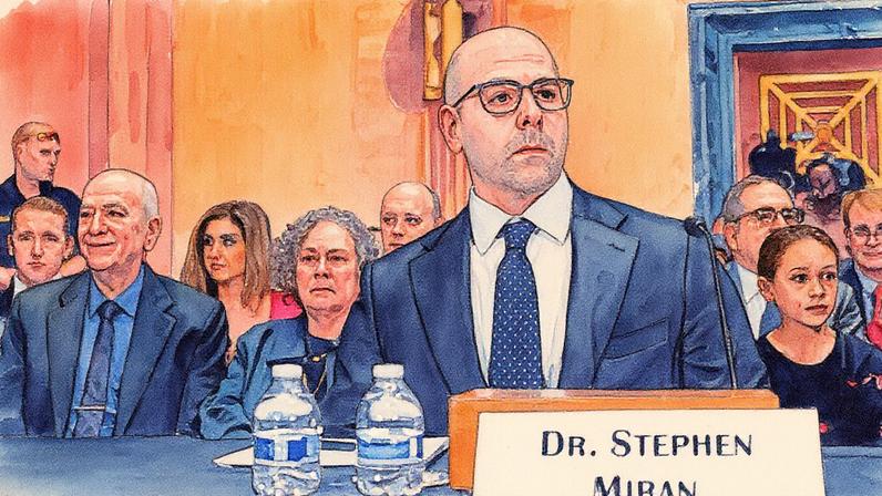 Stephen Miran, indicado pelo presidente dos EUA Donald Trump para ser presidente do Conselho de Assessores Econômicos, durante audiência de confirmação no Senado em Washington, D.C. (Foto: Reprodução)