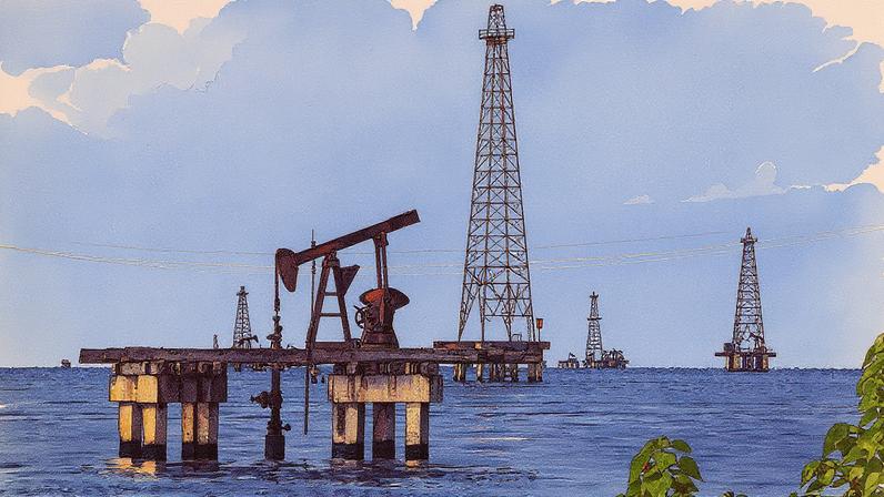 Equipamento de extração de petróleo em Maracaibo, Venezuela (Foto: Reprodução)