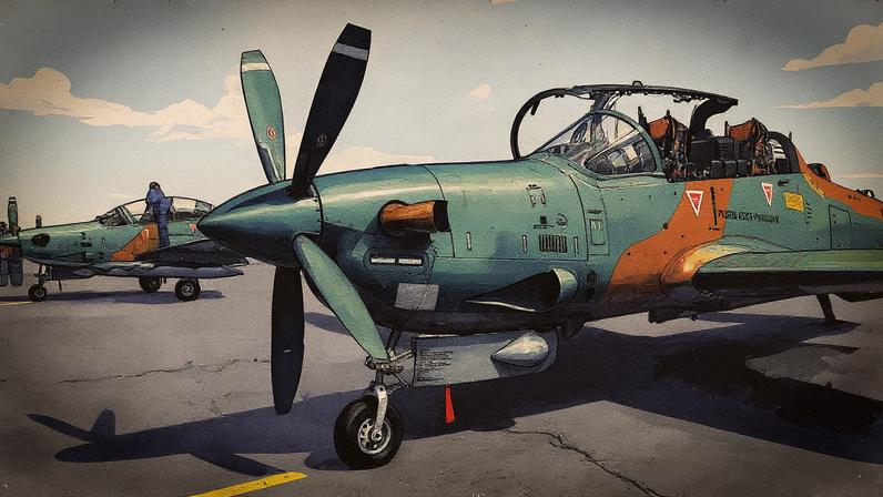 Aeronaves Embraer A-29 Super Tucano pousam em um aeroporto militar no Paraguai (Foto: Reprodução)