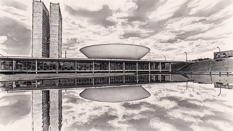 Congresso Nacional em Brasília, com sua arquitetura característica e céu azul ao fundo (Foto: Reprodução)