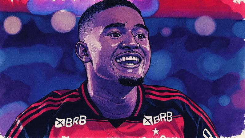 Samuel Lino, do Flamengo, comemora o quinto gol da equipe (Foto: Reprodução)