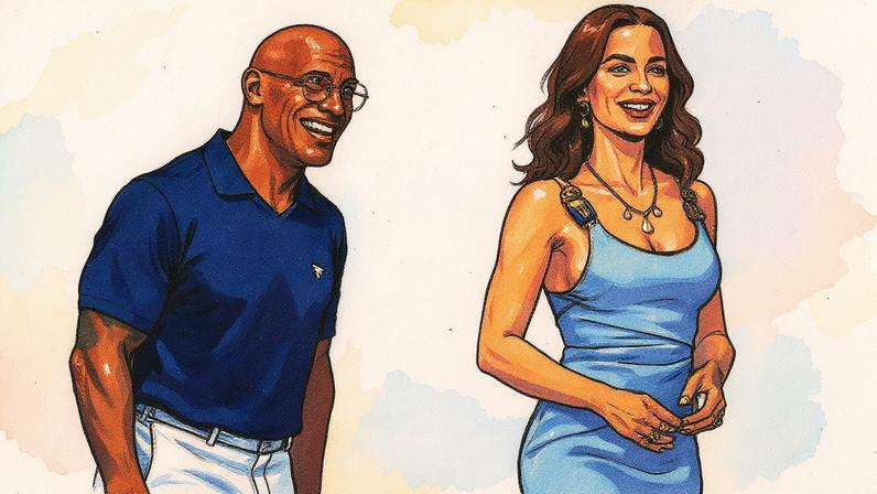 Dwayne Johnson e Emily Blunt durante a apresentação de 'The Smashing Machine' no Festival de Veneza (Foto: Reprodução)
