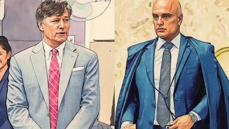 Alexandre de Moraes e Christopher Landau em montagem (Foto: Reprodução)
