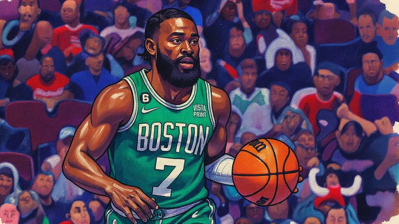 Jaylen Brown, jogador do Boston Celtics, em ação durante uma partida de basquete (Foto: Reprodução)