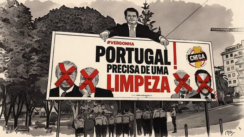 Rosto do deputado de ultradireita André Ventura, do partido Chega (Foto: Reprodução)