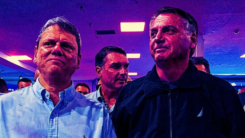 Governador de São Paulo, Tarcísio de Freitas, e ex-presidente Jair Bolsonaro em evento (Foto: Reprodução)