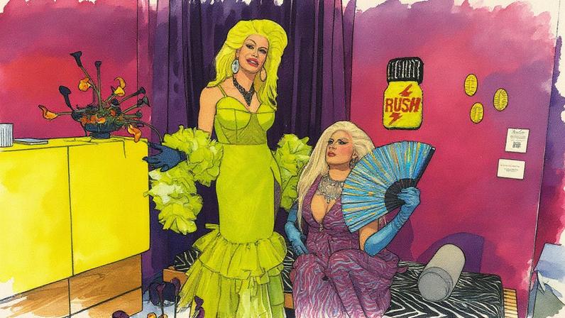 Drag queens em um estande na Collectible New York 2025 (Foto: Reprodução)