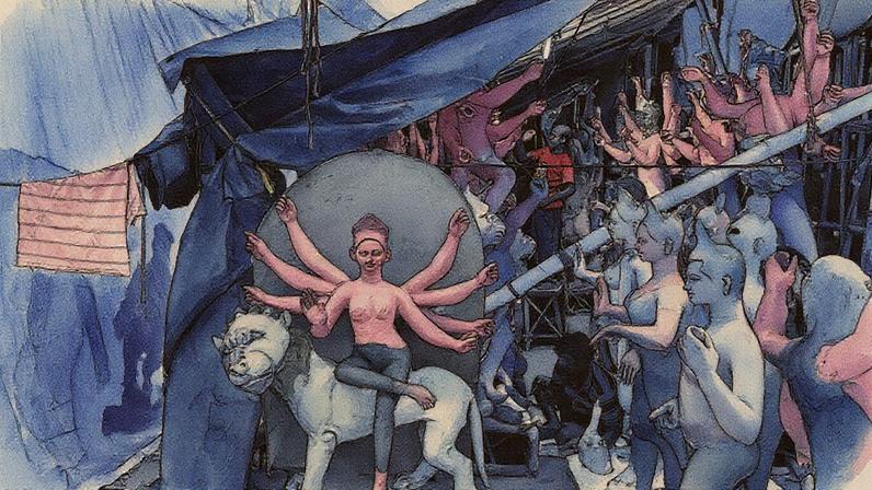 Artista de Kolkata prepara ídolos da deusa hindu Durga antes do festival de Durga Puja em Nova Delhi, Índia (Foto: Reprodução)