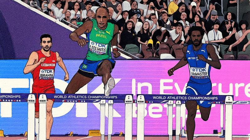 Alison dos Santos compete nas eliminatórias do Campeonato Mundial de Atletismo de 2025, em Tóquio (Foto: Reprodução)