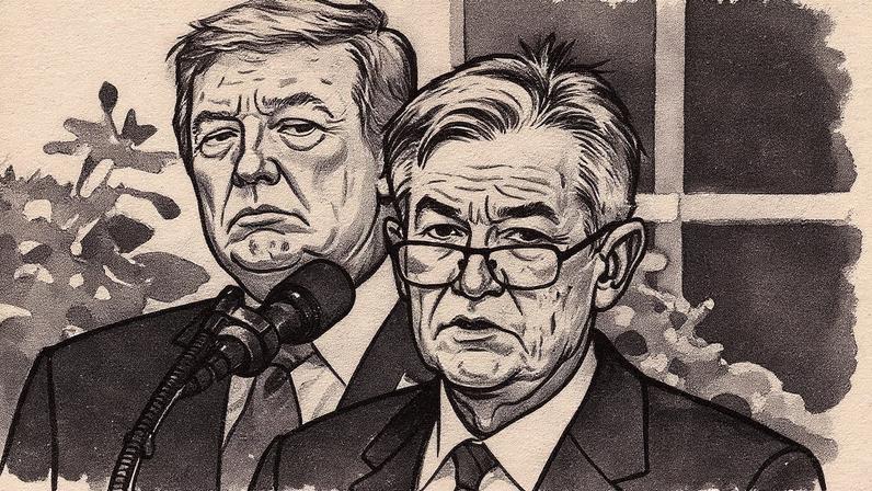 Donald Trump e Jerome Powell durante a cerimônia de posse de Powell (Foto: Reprodução)