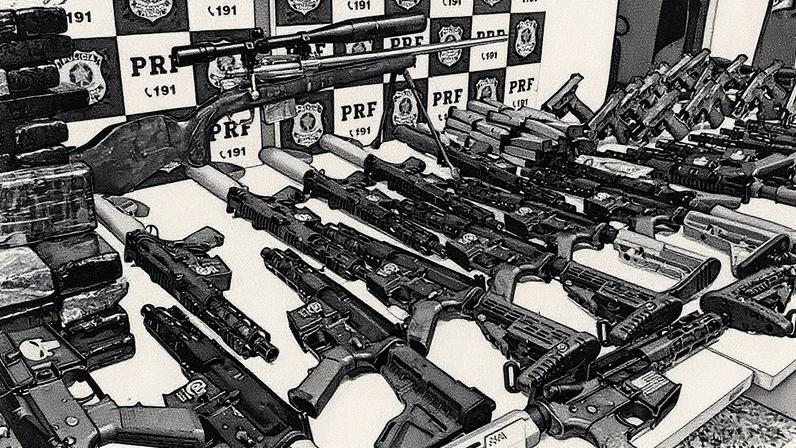 PRF apreendeu 22 fuzis e 21 pistolas que saíram do Paraguai e seriam entregues no Complexo da Maré (Foto: Reprodução)
