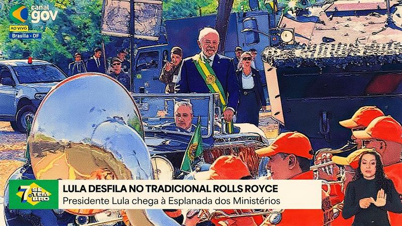 Lula participa da cerimônia do 7 de Setembro em Brasília, ao lado de autoridades como o vice-presidente Geraldo Alckmin e o ministro da Justiça Ricardo Lewandowski (Foto: Reprodução)