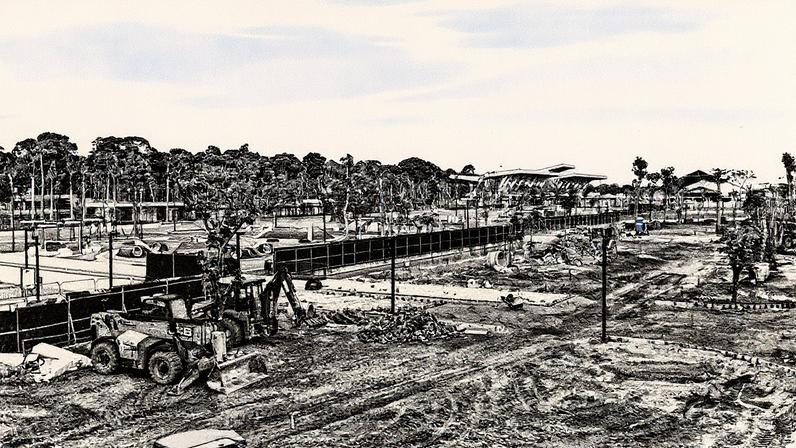 Obras para montagem dos pavilhões que receberão a COP30 em Belém (PA), com um terço das estruturas já montadas até agosto (Foto: Reprodução)