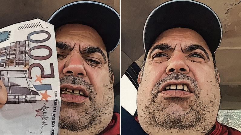 Homem mostra nota de €500 em vídeo enquanto faz declarações sobre brasileiros (Foto: Reprodução)