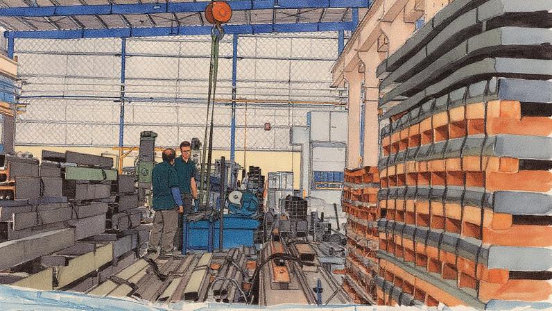 Trabalhadores da empresa de manufatura industrial Gottert em Garin, nos arredores de Buenos Aires, Argentina (Foto: Reprodução)