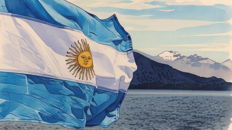 Bandeira da Argentina com fundo azul e branco (Foto: Reprodução)